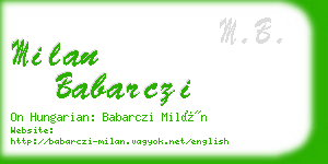 milan babarczi business card